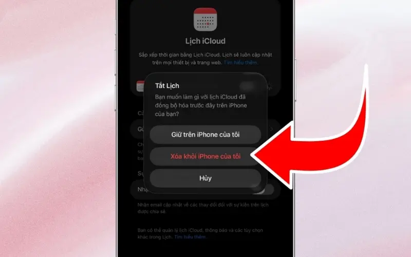 Xóa sự kiện trên lịch iPhone